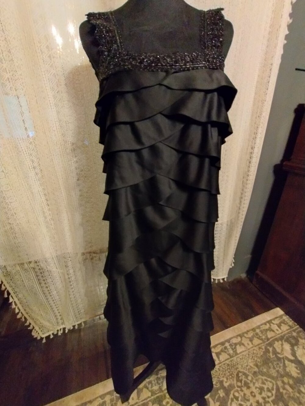 adrianna papell black tiered dress Ruffle Evening Elegant Bow Hollow Out Mens_Shirts balancing tailored structure with Color:Dark Royal